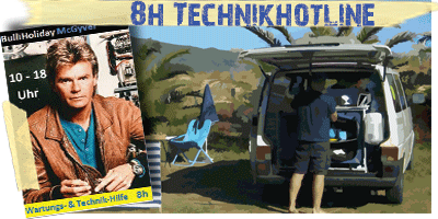 Die BulliHoliday 8hTechnikhotline bietet Hilfe bei Fragen im Campingurlaub in ganz Europa. Entspannt Wohnmobil mieten!